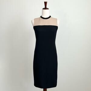 Akris Punto Wool Nappa Leather Minimalist Black Sleeveless Career Sheath Dress